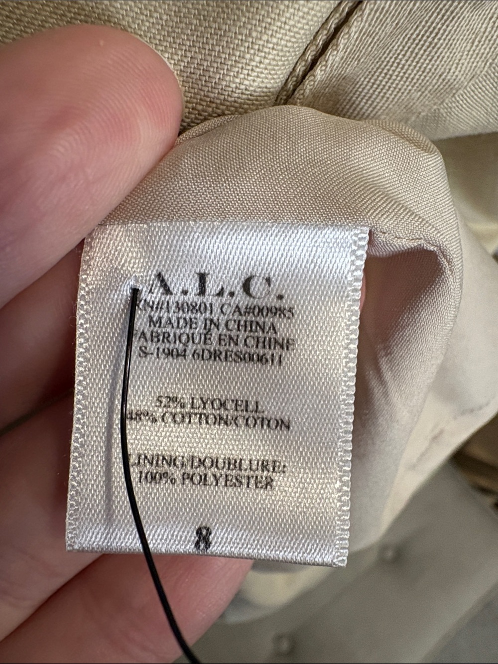 A.L.C. Varelli Beige Khaki Button-Front Fit and flare Dress 8 - Picture 5 of 8